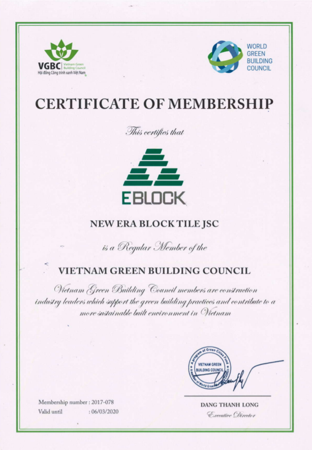 chứng chỉ chất lượng về gạch Eblock