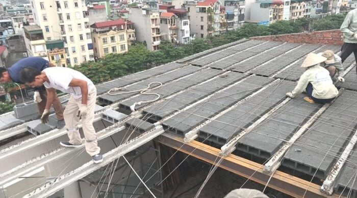 làm mái bằng tấm bê tông siêu nhẹ