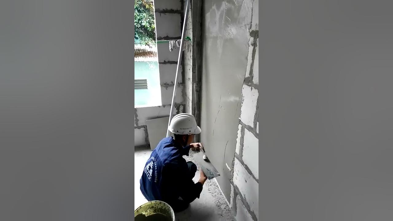 trát tường gạch aac